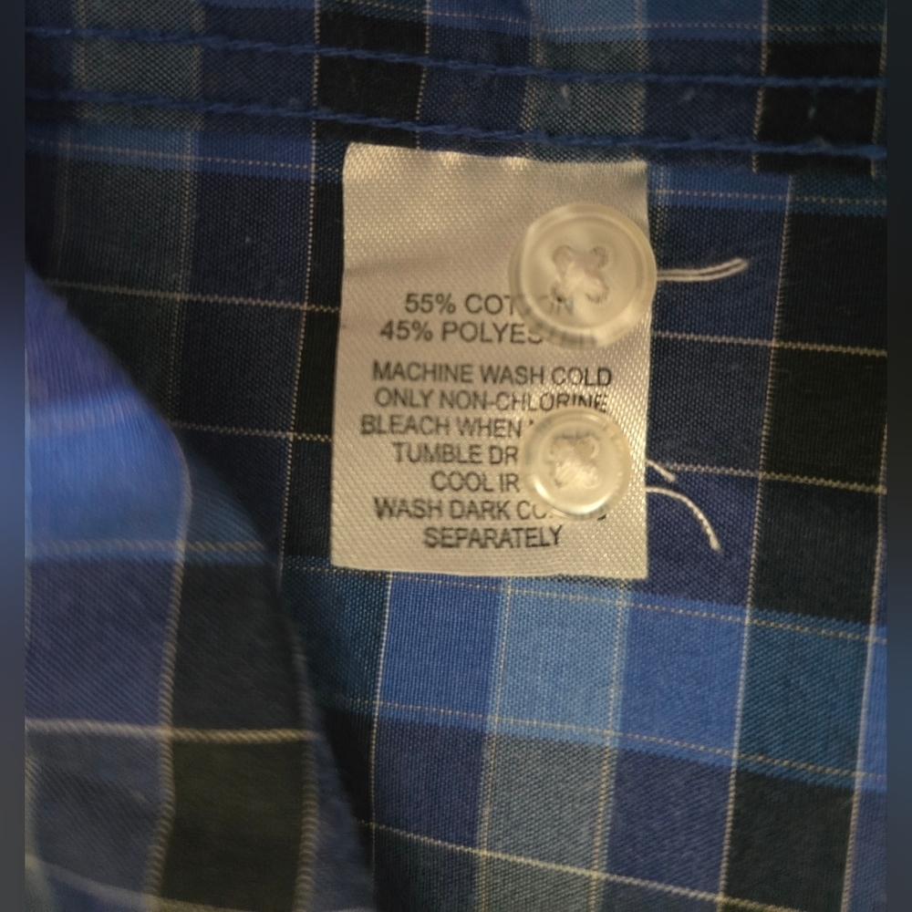 Islandia Mens Collared Button Up Blue Plaid Long Sleeve Top XXL - Picture 6 of 11
